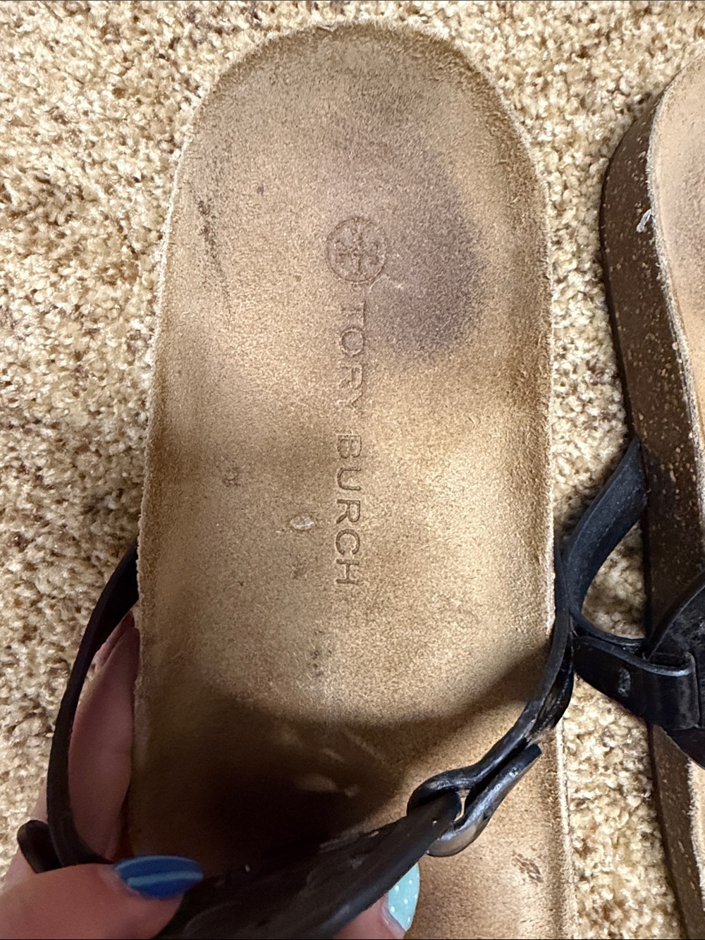 Tory Burch Black Patent comfort Miller Thong Sandals - Picture 2 of 3